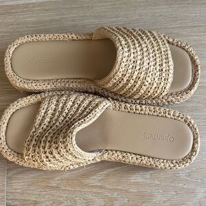 Open Edit Women's Woven Tan Sandals